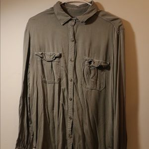Army green button up cardigan